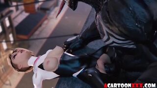 venom pounds spidergirl in the pussy till huge creampie