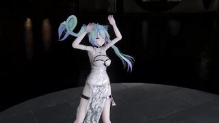 【hentai MMD】Hentai Girl Strip Dance with Sexy Translucent China Dress / Hatsune MIku