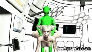 Inked 3D blonde babe gets fucked by an alien