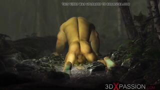 Extreme monster Ogre fucks Hot female Goblin hard outdoors