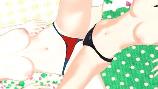 Aqua and Megumin Rub their Pussies and Orgasm Together.