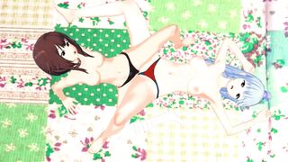 Aqua and Megumin Rub their Pussies and Orgasm Together.