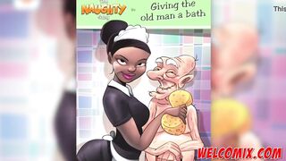 Giving the old man a bath - The Naughty Home Tittle 7