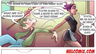 Giving the old man a bath - The Naughty Home Tittle 7