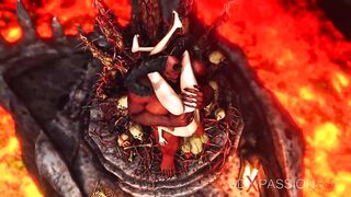 Devil plays with a super hot girl in hell