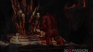 Devil plays with a super hot girl in hell