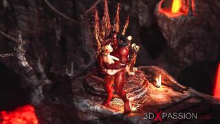 Devil plays with a super hot girl in hell
