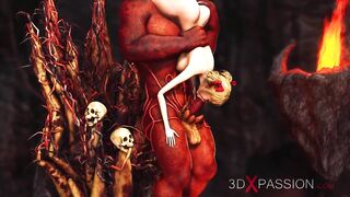 Devil plays with a super hot girl in hell