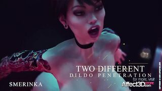 Scifi futa girls animation with toys