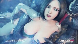 Big Tits Angelita fucked hard by a monster in a 3d animation