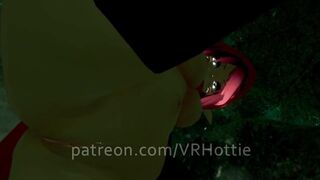 Red Riding Hood Face Rides you in Forest Waterfall Outdoor Nature Wet Pussy Scarf POV Lap Dance