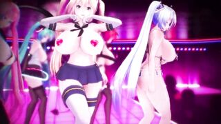 MMD Miku  live Concert Sexy Body and Curvy MILF 3d Hentai Succubus Fap Challenge