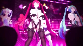 MMD Miku  live Concert Sexy Body and Curvy MILF 3d Hentai Succubus Fap Challenge