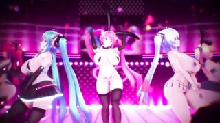MMD Miku  live Concert Sexy Body and Curvy MILF 3d Hentai Succubus Fap Challenge