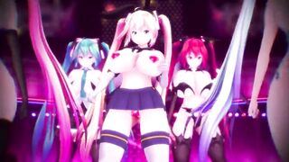 MMD Miku  live Concert Sexy Body and Curvy MILF 3d Hentai Succubus Fap Challenge