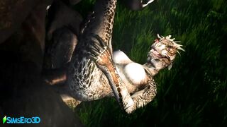 A Werewolf and an Argorian Maiden Merged in a Passionate Coitus (Skyrim / Hentai)