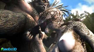 A Werewolf and an Argorian Maiden Merged in a Passionate Coitus (Skyrim / Hentai)