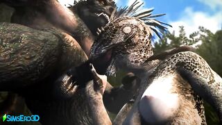 A Werewolf and an Argorian Maiden Merged in a Passionate Coitus (Skyrim / Hentai)