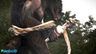 A Werewolf and an Argorian Maiden Merged in a Passionate Coitus (Skyrim / Hentai)