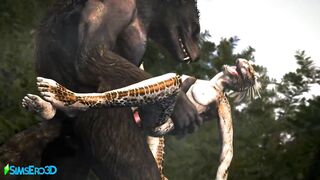A Werewolf and an Argorian Maiden Merged in a Passionate Coitus (Skyrim / Hentai)