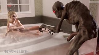 Big tits 3D blonde attacked by monster Boogeyman