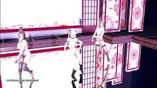 [MMD] Waiting for a Chance to Pounce (虎視眈々) Naked Dance DOA Mai Shiranui Marie Rose Misaki