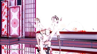 [MMD] Waiting for a Chance to Pounce (虎視眈々) Naked Dance DOA Mai Shiranui Marie Rose Misaki