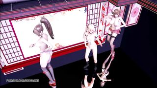 [MMD] Waiting for a Chance to Pounce (虎視眈々) Naked Dance DOA Mai Shiranui Marie Rose Misaki