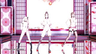 [MMD] Waiting for a Chance to Pounce (虎視眈々) Naked Dance DOA Mai Shiranui Marie Rose Misaki