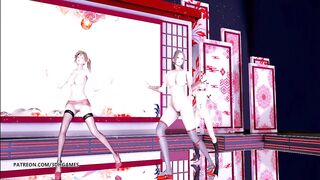 [MMD] Waiting for a Chance to Pounce (虎視眈々) Naked Dance DOA Mai Shiranui Marie Rose Misaki
