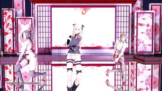 MMD Waiting for a Chance to Pounce (虎視眈々) Striptease DOA Mai Shiranui Marie Rose Misaki StripDance
