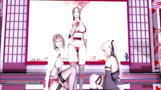 MMD Waiting for a Chance to Pounce (虎視眈々) Striptease DOA Mai Shiranui Marie Rose Misaki StripDance