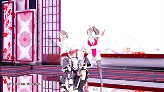 MMD Waiting for a Chance to Pounce (虎視眈々) Striptease DOA Mai Shiranui Marie Rose Misaki StripDance