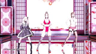 MMD Waiting for a Chance to Pounce (虎視眈々) Striptease DOA Mai Shiranui Marie Rose Misaki StripDance