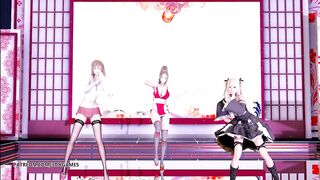 MMD Waiting for a Chance to Pounce (虎視眈々) Striptease DOA Mai Shiranui Marie Rose Misaki StripDance