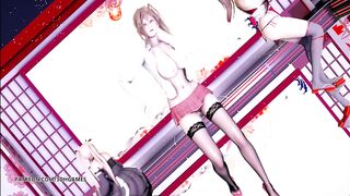MMD Waiting for a Chance to Pounce (虎視眈々) Striptease DOA Mai Shiranui Marie Rose Misaki StripDance