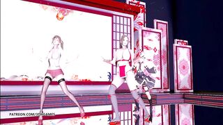MMD Waiting for a Chance to Pounce (虎視眈々) Striptease DOA Mai Shiranui Marie Rose Misaki StripDance