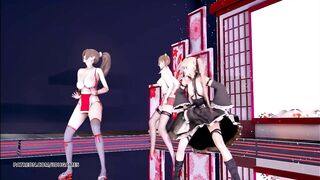 MMD Waiting for a Chance to Pounce (虎視眈々) Striptease DOA Mai Shiranui Marie Rose Misaki StripDance