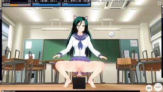 3D HENTAI Neko Schoolgirl Masturbates in Class