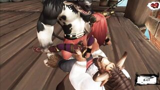 Two Monster Bulls were Fucked by a Poor Girl on a Ship | World Warcraft
