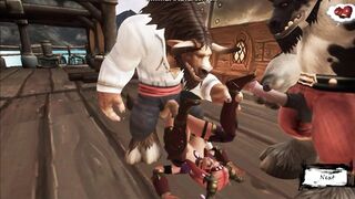 Two Monster Bulls were Fucked by a Poor Girl on a Ship | World Warcraft