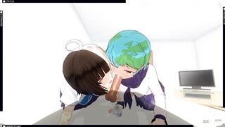 3D HENTAI POV Earth-chan and Moon-chan Give you a Blowjob