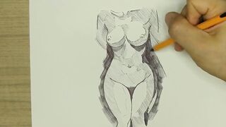 Easy drawing of  Step Sister's Nude Body
