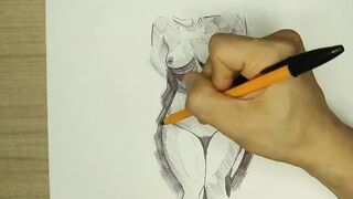 Easy drawing of  Step Sister's Nude Body