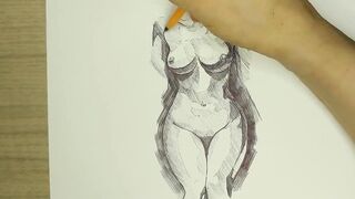 Easy drawing of  Step Sister's Nude Body