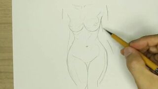 Easy drawing of  Step Sister's Nude Body