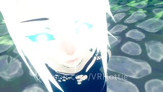 Fairy Goddess can't Wait to see you again Undressing Ride in Forest Hentai White Hair POV Lap Dance
