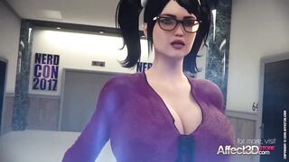 Tattooed and Glasses Beauties having Futa Sex in a Dressing Room