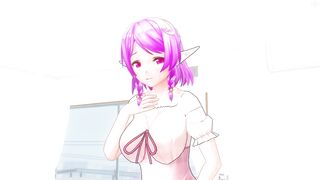 3D HENTAI Cute Elf Masturbates on the Bed