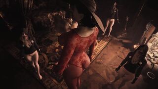 Resident Evil 8 Nude Lady Dimitrescu Red Lace Lingerie & Bottomless Daughters Resident Evil Village